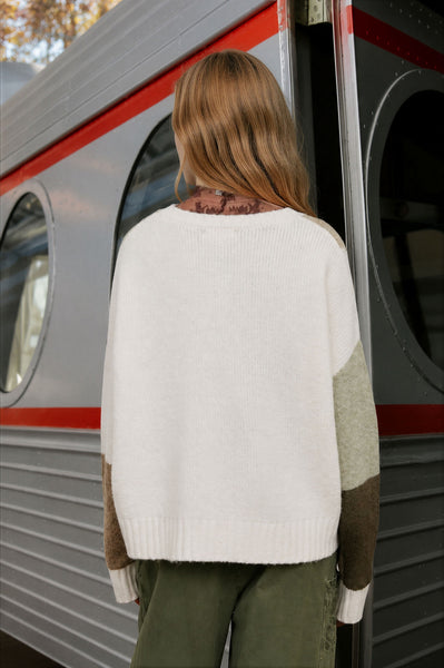 Olive Checkered Embroidered Knit Cardigan