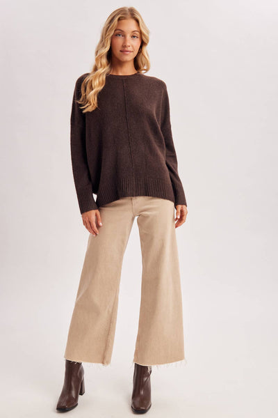 Chocolate Center Seam Oversized Knit Sweater