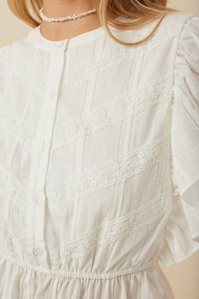 Ivory Lace Detail Sleeveless Peplum Top