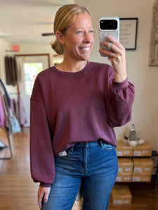 Plum Balloon Sleeve Scuba Top