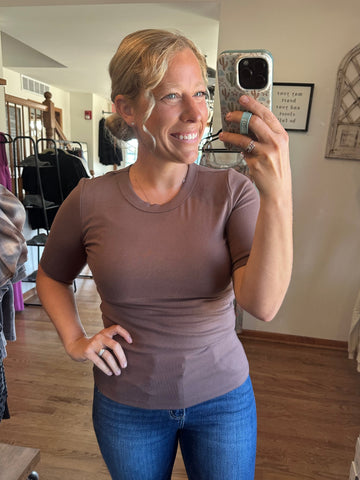 Brown Ultra Soft Basic Short Sleeve Top