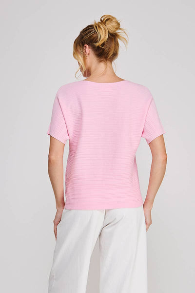 Pink Soft Ribbed Short Sleeve Top