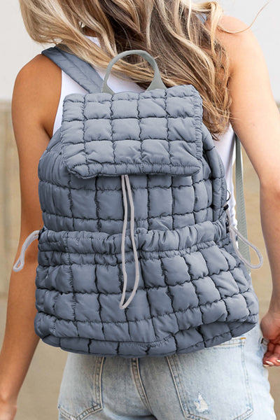 Dusk Blue Quilted Puffer Backpack