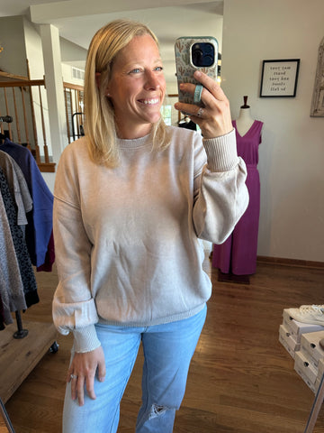Ash Mocha Acid Washed Fleece Oversized Pullover