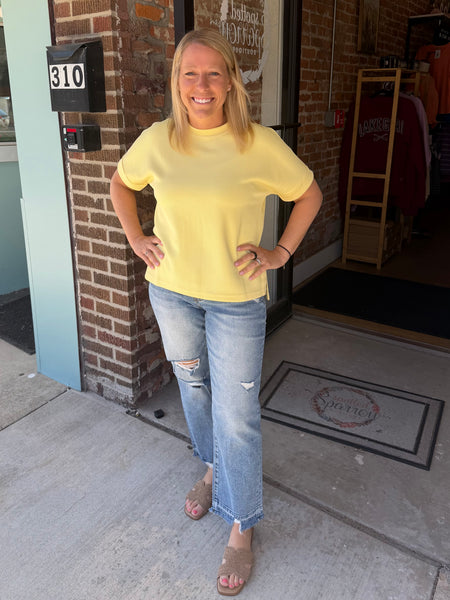 Yellow Glow Luxe Sand Wash Rib Lounge Tee