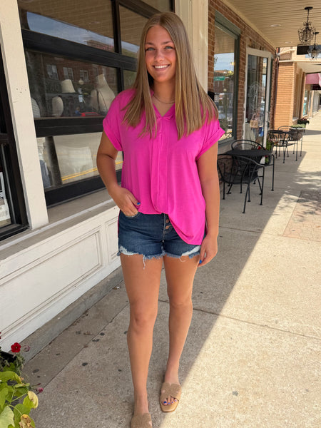 Paradise Pink Wrinkle-Free Pleated Lizzy Blouse