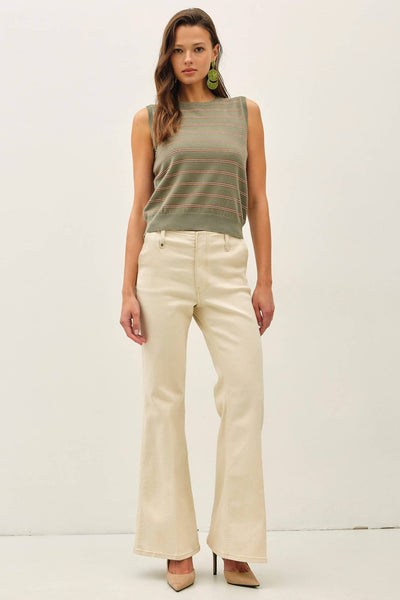 Sage Striped Sweater Tank
