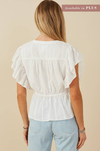 Ivory Lace Detail Sleeveless Peplum Top