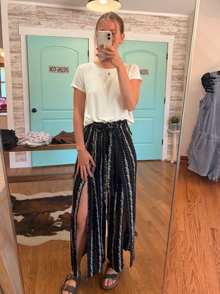 Black High Waisted Split Leg Pants
