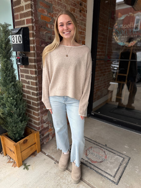 Oat Off Shoulder Sweater