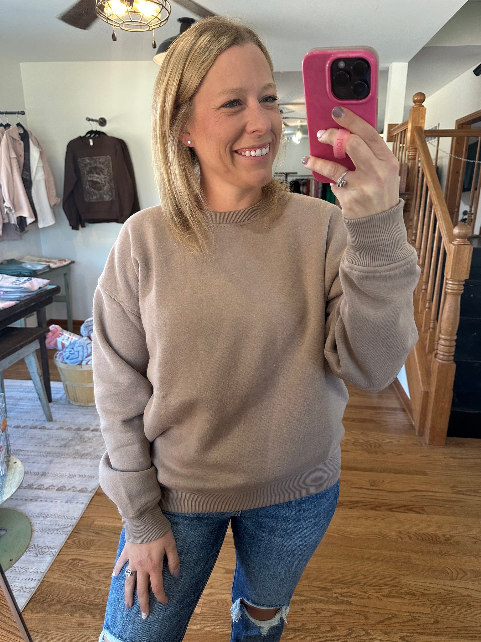 Taupe Boyfriend Fleece Sweatshirt