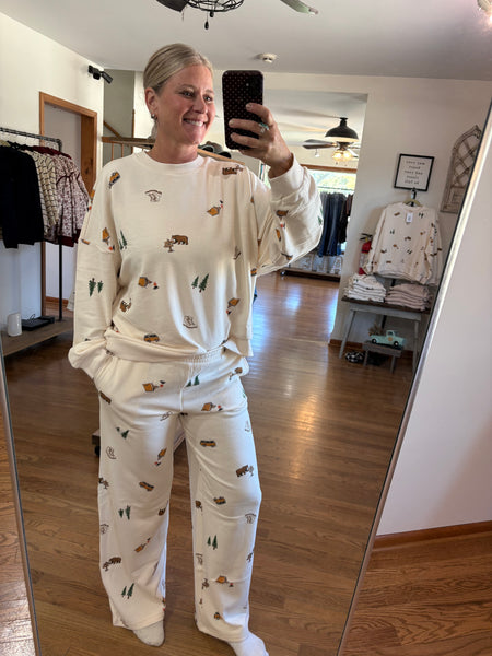 Cream Camping Long Sleeve Top