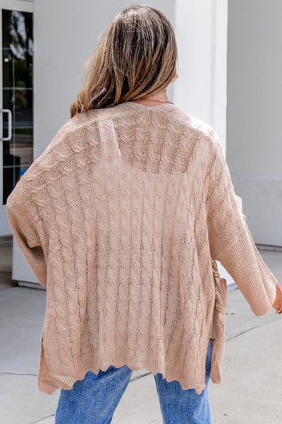 Rose Crochet Knit Open Front Cardigan