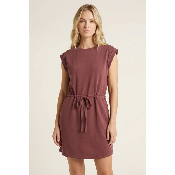 Marsala Drawstring French Terry Dress