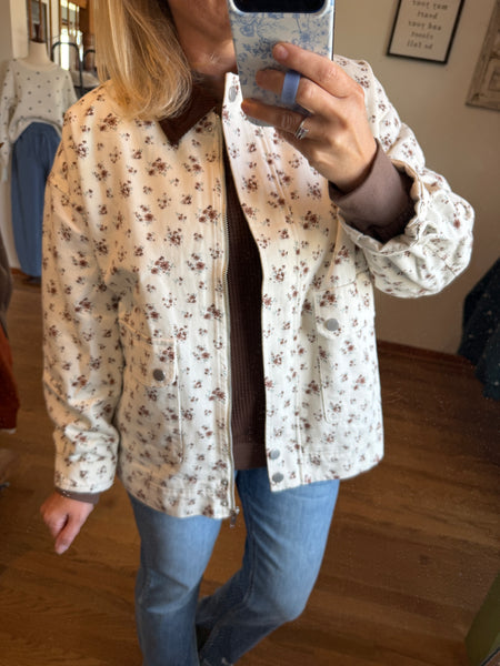 Ivory Floral Corduroy Jacket