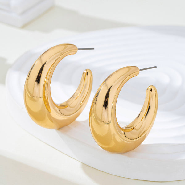 Tapered Gold-Tone Crescent Hoop Earrings