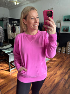 Hot Pink French Terry Pocket Pullover