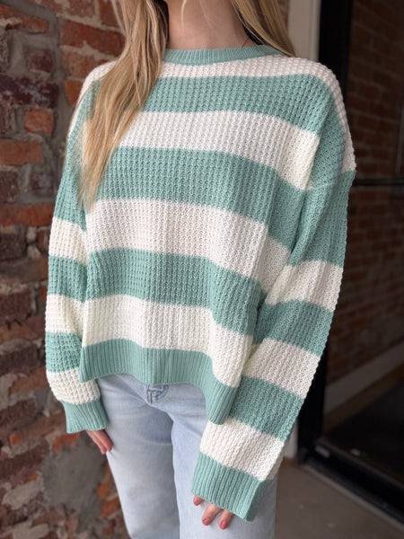 Ivory & Sage Striped Sweater