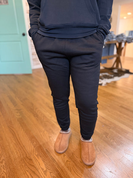 Black Cotton Blend Fleece Joggers