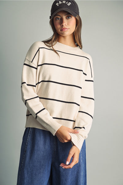 Beige & Black Stripe Sweater