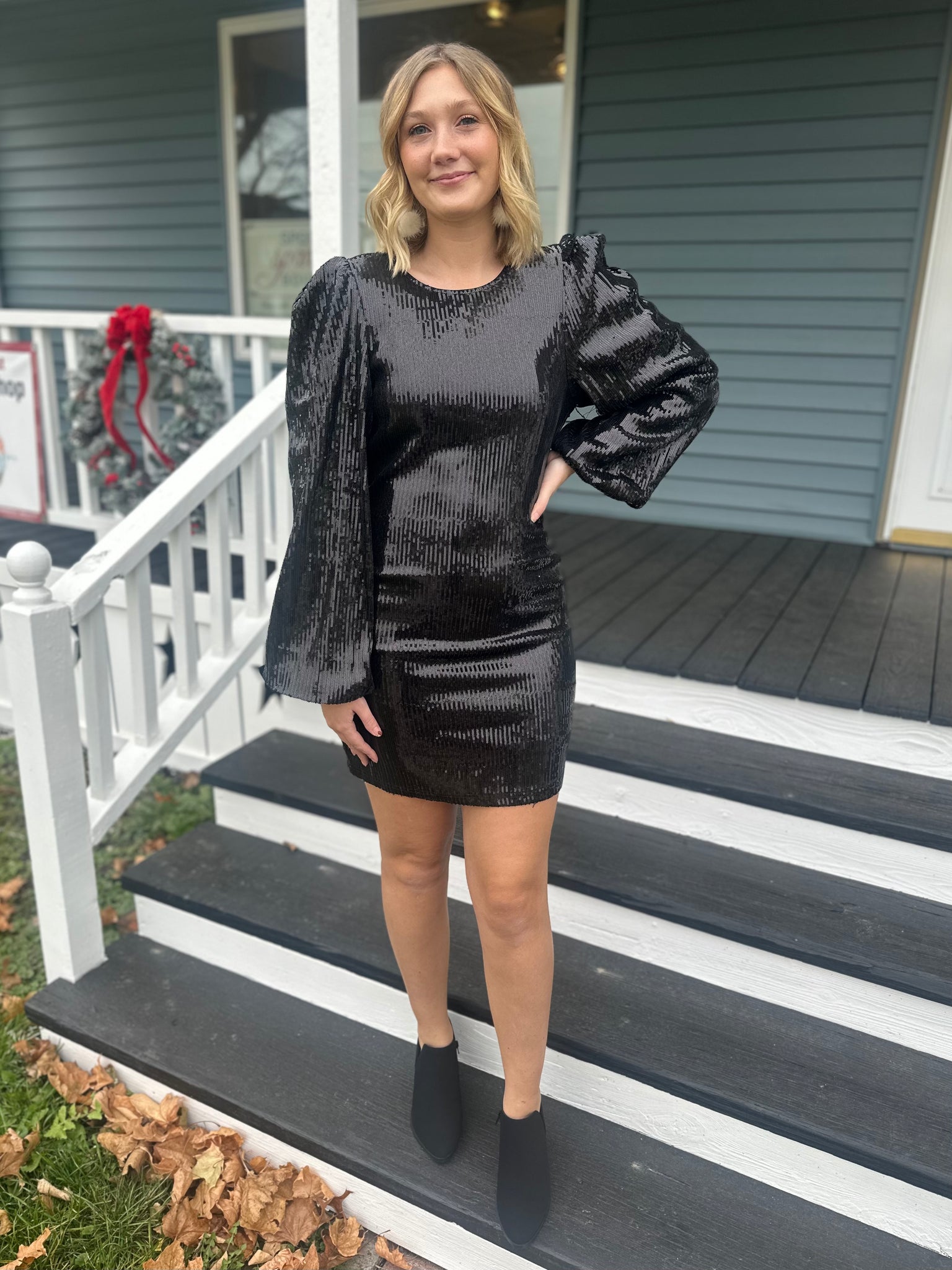 Time To Party Sequin Mini Dress in Black