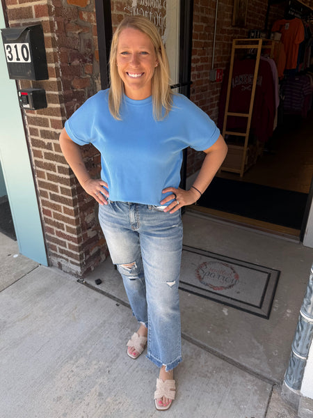 Denim Drift Luxe Sand Wash Rib Lounge Tee