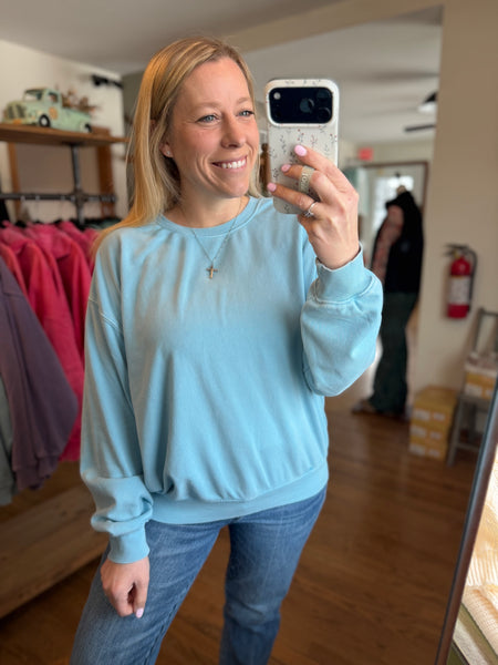 Caribbean Blue Mineral Washed Sweatshirt