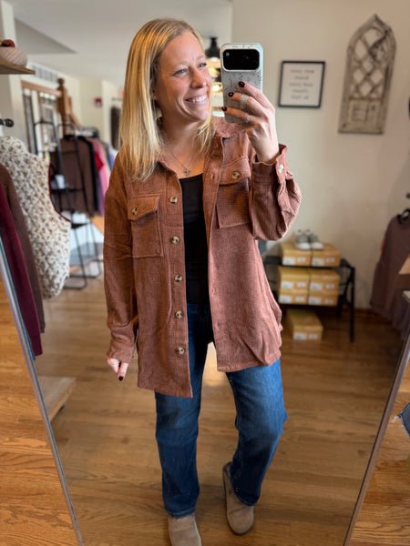 Chestnut Corduroy Shacket