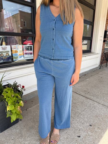 Dark Denim V-Neck Sleeveless Top