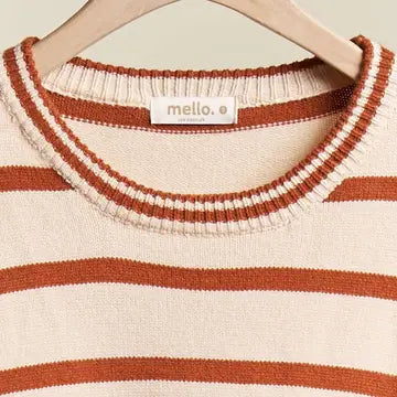 Cream & Rust Striped Knit Sweater