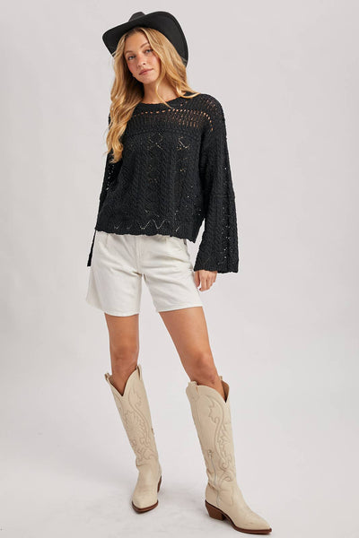 Black Open Knit Sweater
