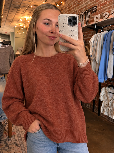 Rust High-Low Oversized Sweater