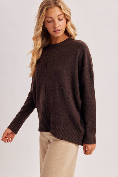 Chocolate Center Seam Oversized Knit Sweater