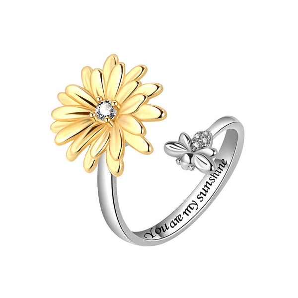 Daisy Flower & Bee Anxiety Fidget Spinner Ring