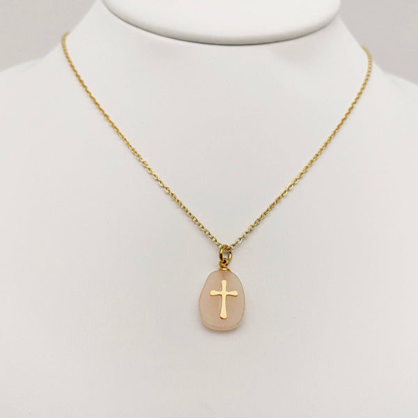 Stone Cross Pendant Necklace