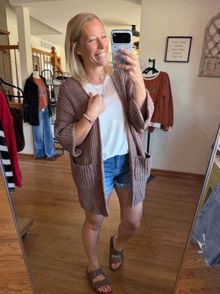 Mocha Oversized Chenille Cardigan