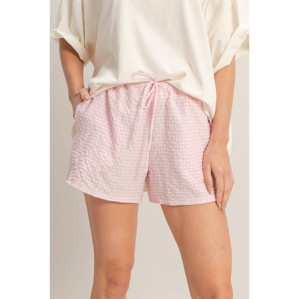 Pink Gingham Relaxed Fit Shorts