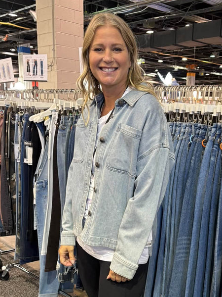 Mica Light Wash Denim Shacket