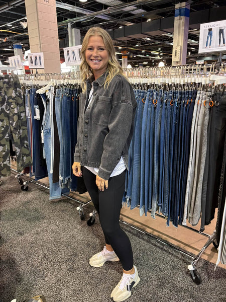 Mica Black Acid Wash Denim Shacket