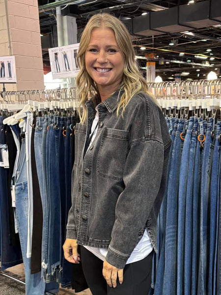Mica Black Acid Wash Denim Shacket