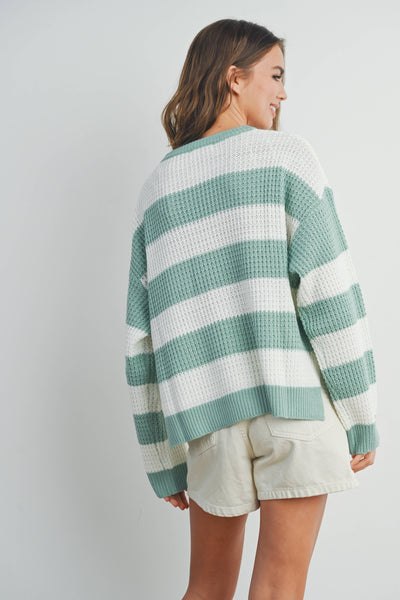 Ivory & Sage Striped Sweater