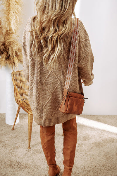 Oatmeal Cable Knit Sweater Dress