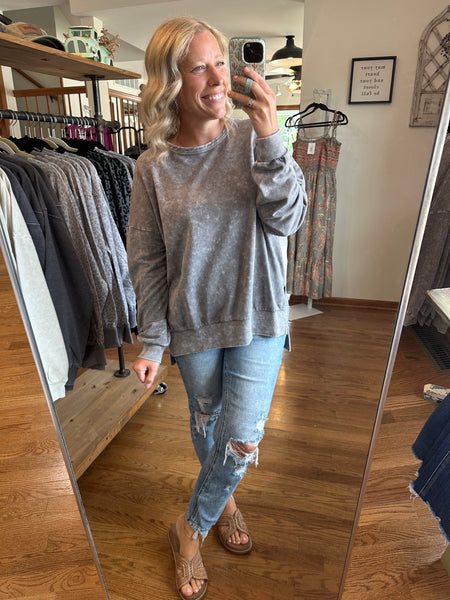Charcoal Washed Side Split Top