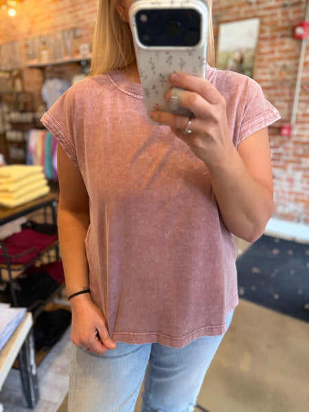 Mauve Mineral Wash Knit Tee