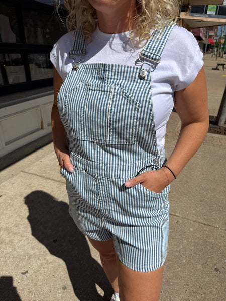 Mica Blue Pinstripe Denim Overalls