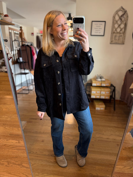 Black Corduroy Shacket