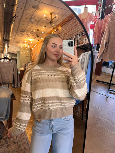 Taupe Stripe Textured Sweater
