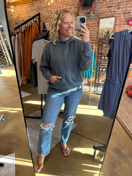 Midnight Navy Burnout Bliss Fleece Hoodie