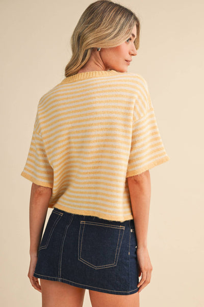 Butter Stripe Short Sleeve Cardigan