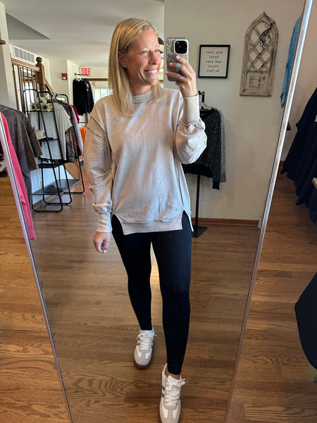 Ash Mocha Acid Wash Exposed Seam Sweatshirt